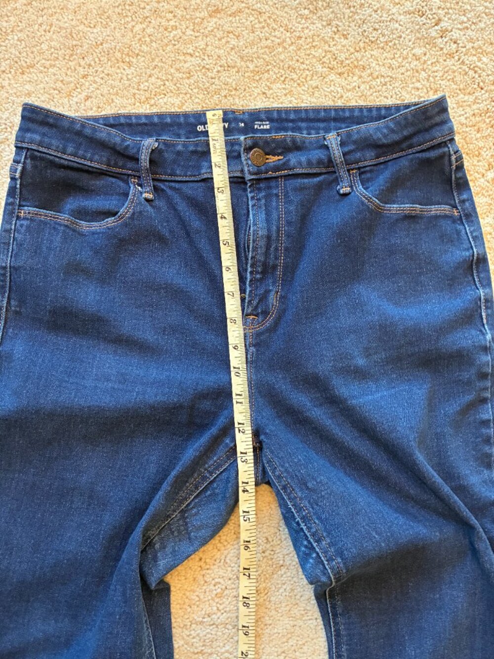 Old Navy Women's High-Rise Flare Dark Wash Jeans Pants - Picture 7 of 9